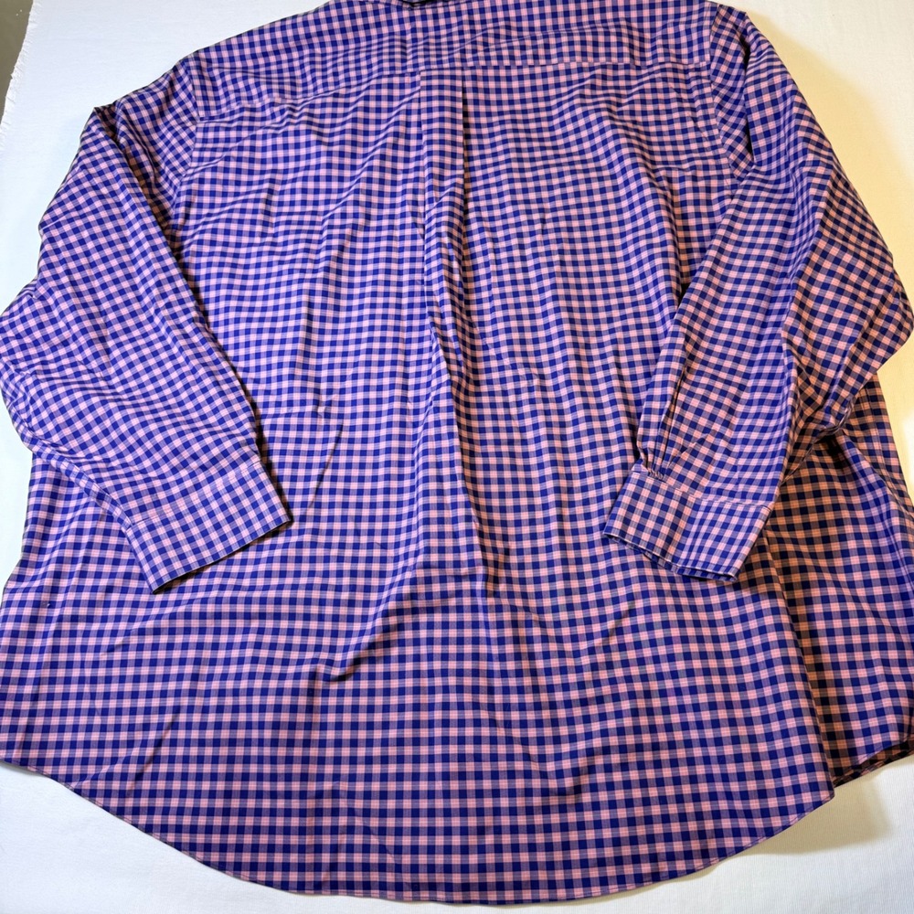Brooks Brothers Button Down Shirt 3XL Purple Pink Gingham No-Iron Stretch Cotton - Picture 7 of 8